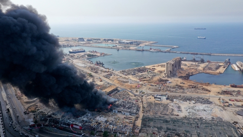 The fire erupted in the duty-free zone of Beirut port