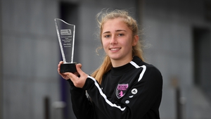 Ellen Molloy with her Barretstown /WNL Player of the Month award
