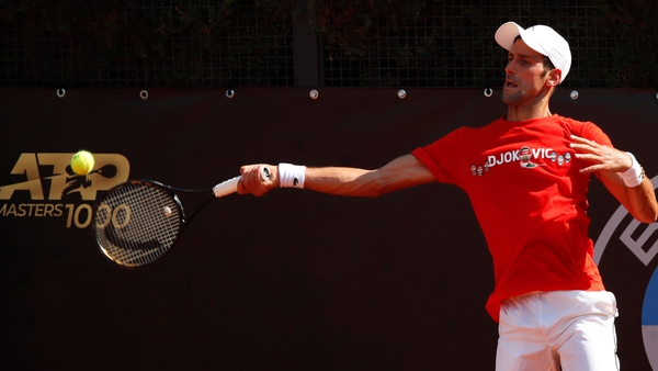 Novak Djokovic practices in Rome this morning