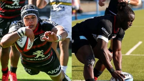 Cheslin Kolbe (l) and Rotimi Segun in action for Toulouse and Saracens respectively at the weekend