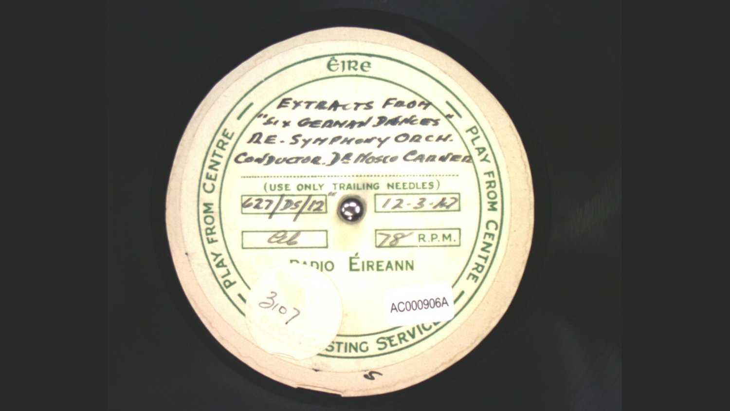 RTÉ Archives Collections Radio Éireann Orchestra Six German Dances