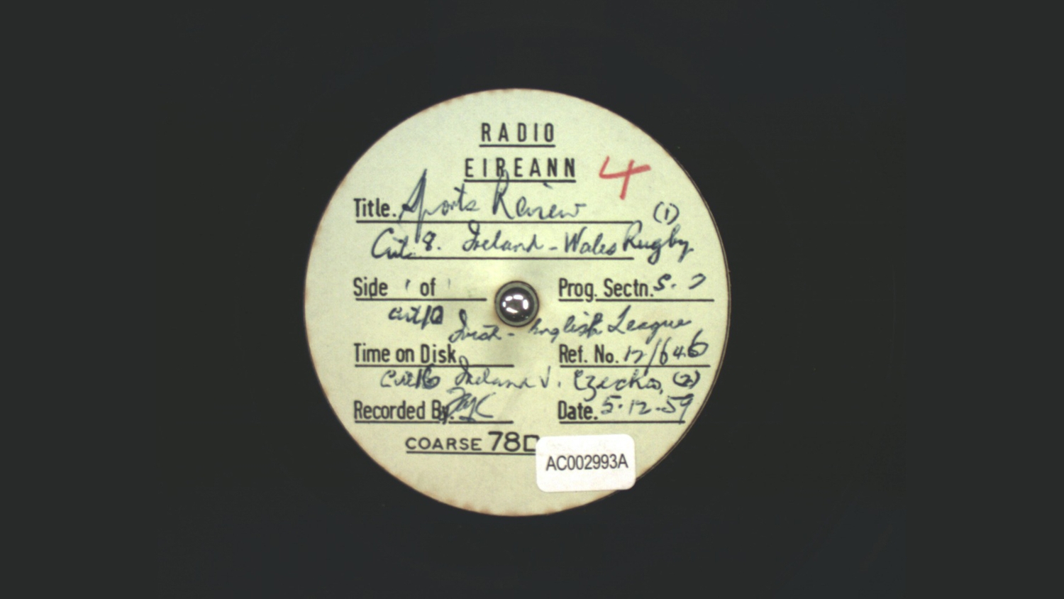 RTÉ Archives Collections Sports Review 1959 Ireland Vs Wales