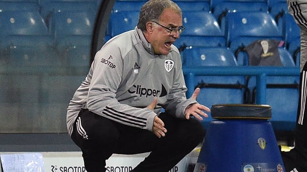 Frustration is etched on the face of Marcelo Bielsa on a difficult night for the Leeds boss at Elland Road