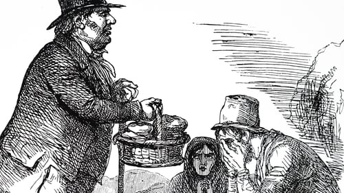 John Bull hands food to a listless Irish family (Photo by: Universal History Archive/Universal Images Group via Getty Images)