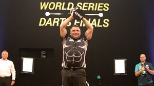 Gerwyn Price with the World Series of Darts trophy