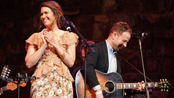 Mandy Moore and Taylor Goldsmith at a This Is Us live event in Hollywood in June 2019