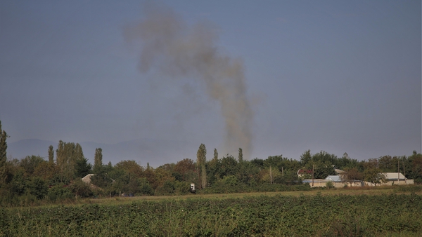 Smoke rises after Armenian attacks on Azerbaijan border in Azerbaijan