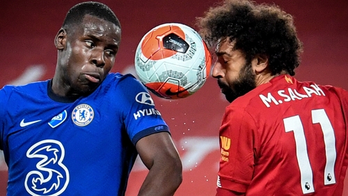 Chelsea's Kurt Zouma (L) in action against Liverpool's Mohamed Salah last season