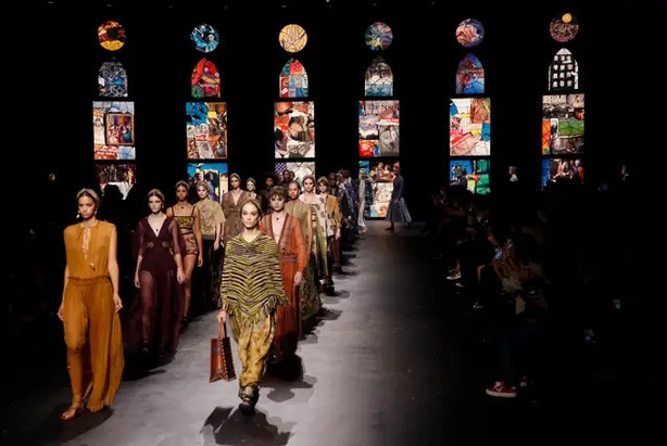 After the protest, models finished the show uninterrupted (Francois Mori/AP)