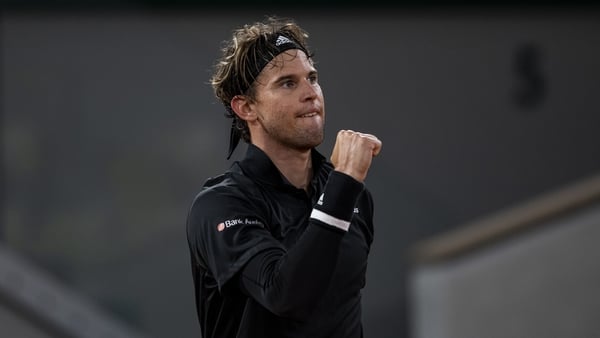 Thiem struggled with his serve in the opening set, facing six break points, but improved as the match progressed under the closed roof of Court Philippe Chatrier