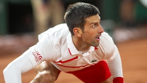 Djokovic in action against Daniel Galan