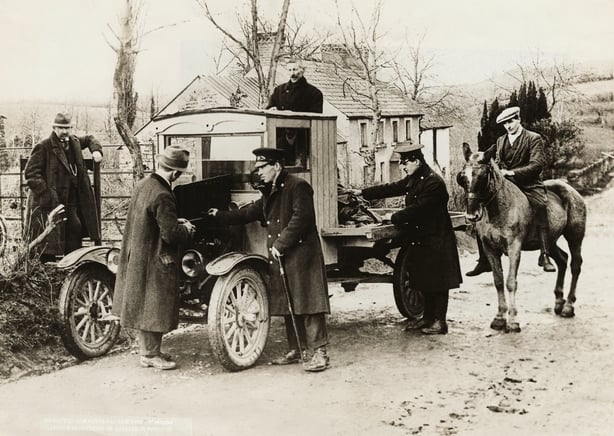 Lorry being searched at the border