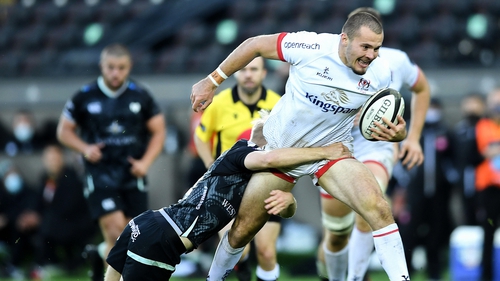 Ulster's Jason Stockdale is tackled by Mat Protheroe