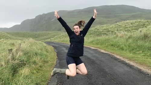 Go ahead and jump: Aisling Moloney leaping in the rain in Donegal