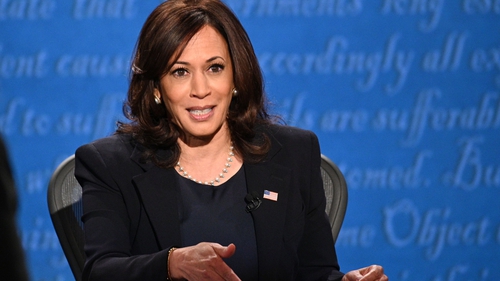 Kamala Harris pictured during the recent vice presidential debate with Mike Pence