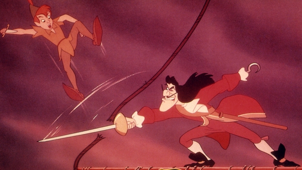 Peter Pan duels with Captain Hook in the 1953 animated film