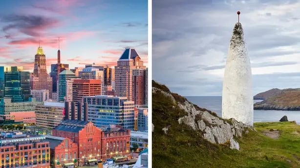 Baltimore, Maryland (L) and the Baltimore Beacon, Co Cork (iStock/PA)