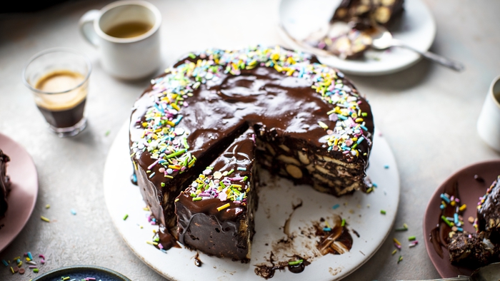 Eggless Chocolate and Cream Cake recipe by Nisha Madhulika on Times Food