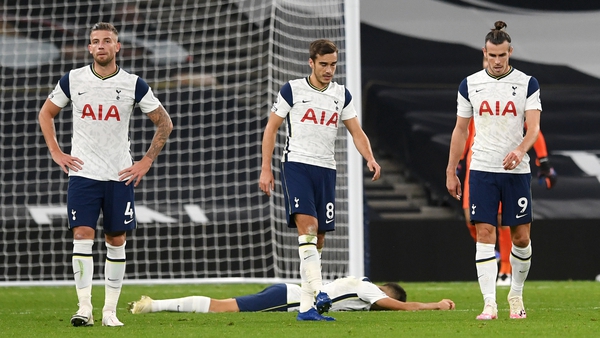 Tottenham players react after the collapse against West Ham