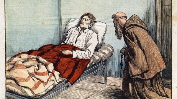 Terence MacSwiney on his deathbed, as depicted in the French publication Le Petit Journal