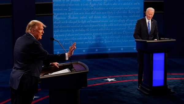 Joe Biden and Donald Trump in their last face-to-face debate before 3 November