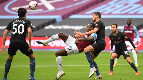 Michail Antonio sets himself up for his spectacular goal