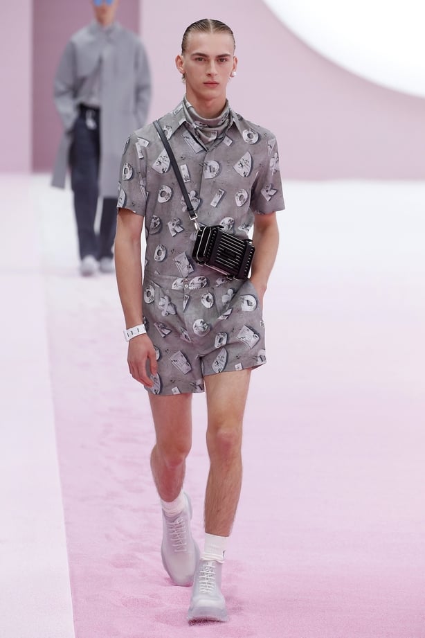 model walks the runway at the Dior Homme show during Paris Men's Fashion Week Spring/Summer 2020 on June 21, 2019