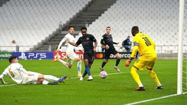 Raheem Sterling wraps up the scoring at the Stade Velodrome