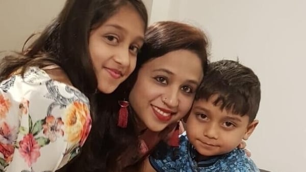 Seema Banu and her two children Asfira (L) and Faizan
