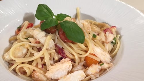 Martin Shanahan's crab pasta with cherry tomatoes and basil.