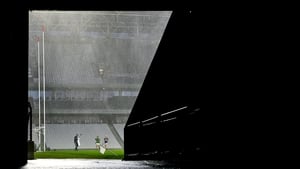 Rain and wind add to the atmosphere at Páirc Uí Chaoimh in Cork at the Munster hurling semi-final between Tipperary and Limerick. Photo: Brendan Moran/Sportsfile via Getty Images
