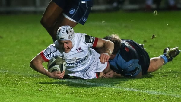 Michael Lowry got over for Ulster's try in their narrow victory over Cardiff