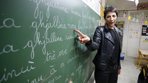 "The Corsican language is in a very different situation to that of French Flemish". A teacher teaches Corsican to pupils on the island of Corsica. Photo: Pascal Pochard-Casabianca/AFP via Getty Images