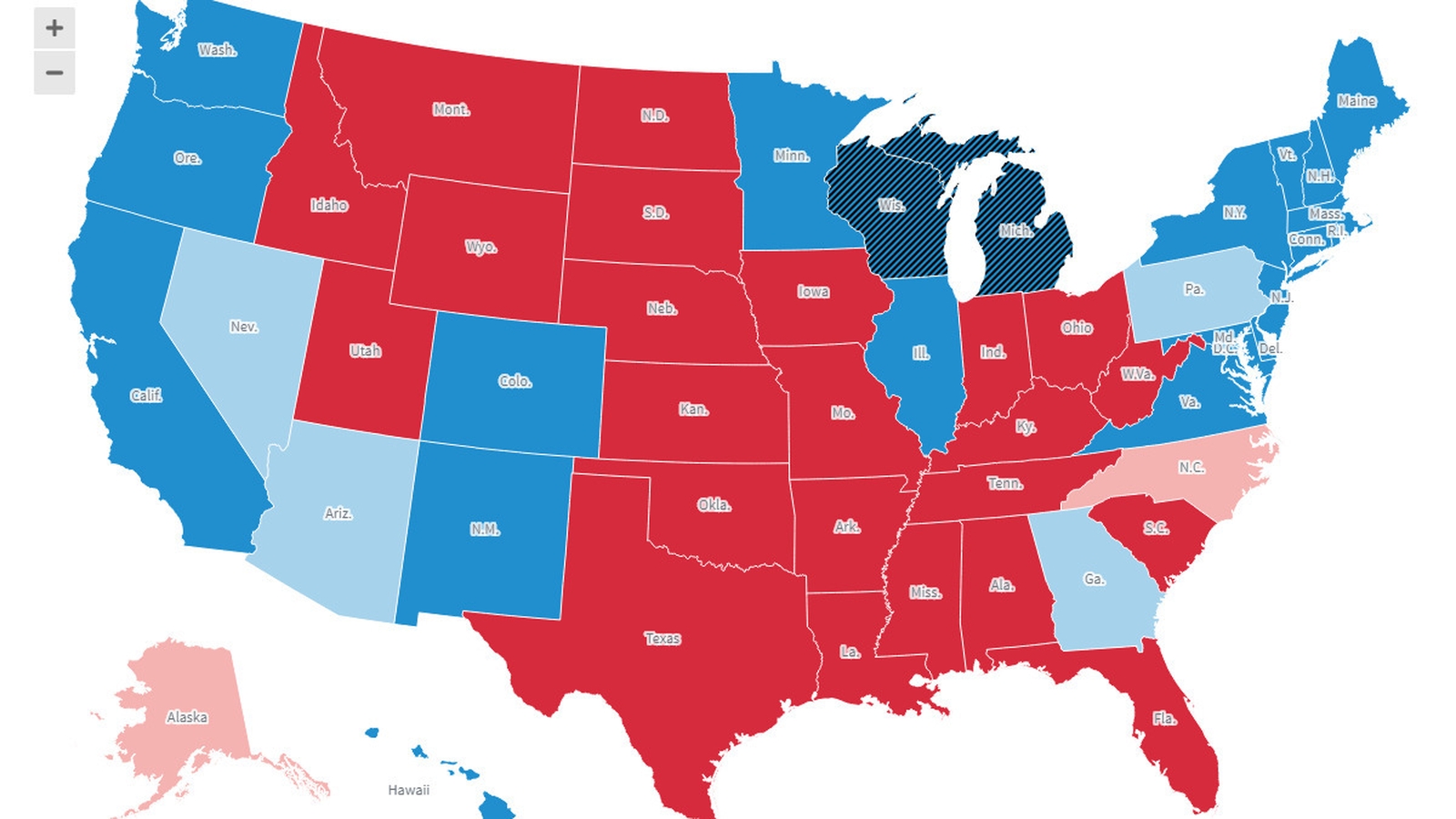 Who leads in US states still counting?