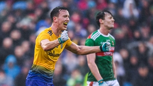 Roscommon's Tadgh O'Rourke celebrates the Connacht SFC semi-final win over Mayo in 2019