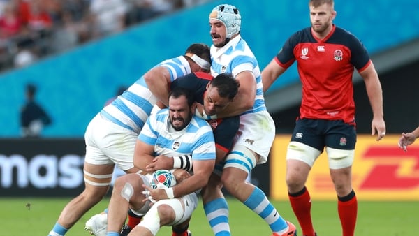 Juan Figallo in action in his final match against England at last year's World Cup