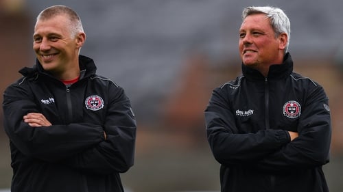 Bohemians boss Keith Long (R) with his assistant manager Trevor Croly