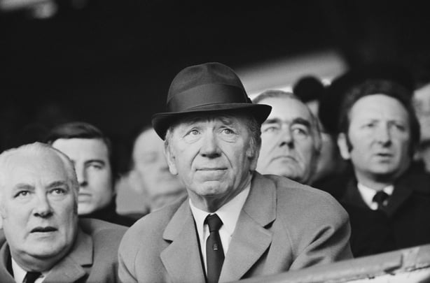 Manchester United manager Matt Busby (centre). Photo: Getty Images