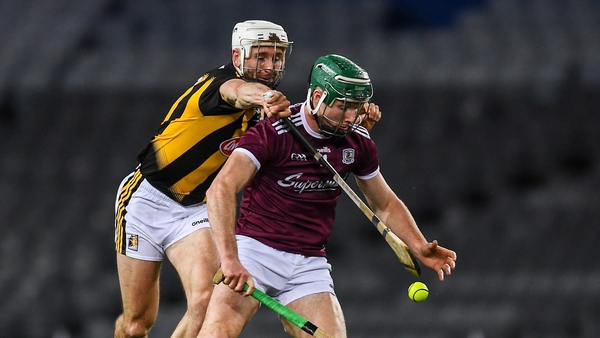 Cathal Mannion battles with Conor Fogarty of Kilkenny