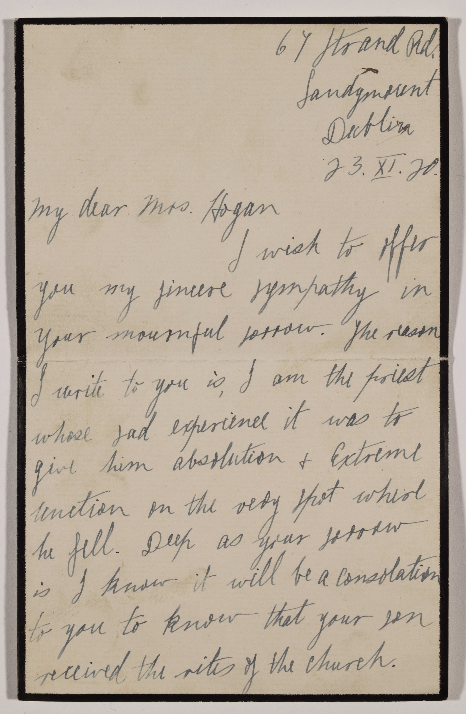Image - Fr. Edward (Ned) O'Brien's letter to Mrs Hogan