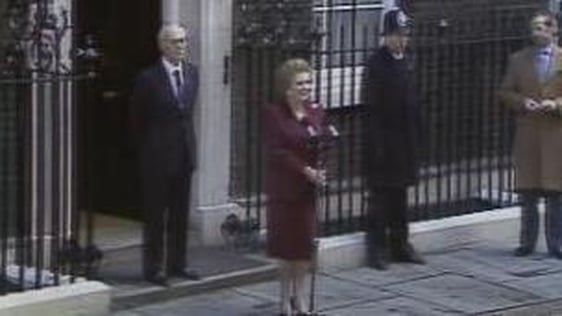 Margaret Thatcher addresses the media for the last time as Prime Minister (1990)
