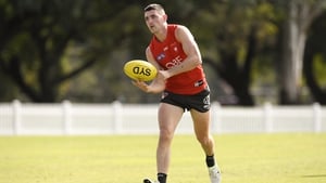 Colin O'Riordan during a training session with the Sydney Swans