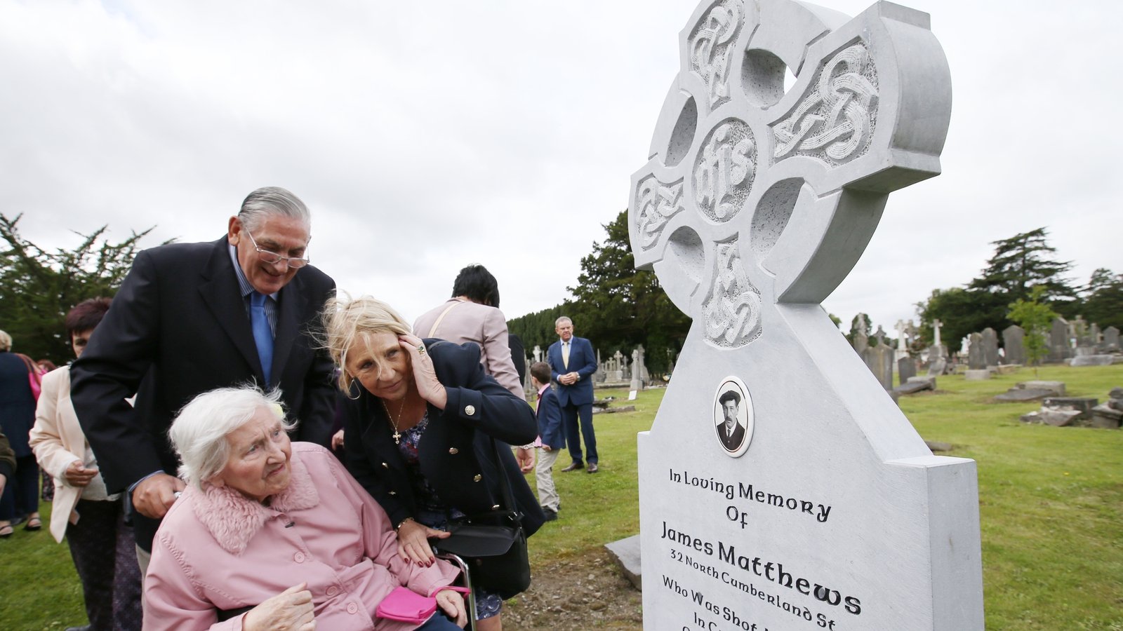 Image - James's daughter Nancy Dillon attending a special ceremony at Glasnevin Cemetery in Dublin to mark the unveiling of a headstone of the final resting place of Bloody Sunday victim, James Matthews.