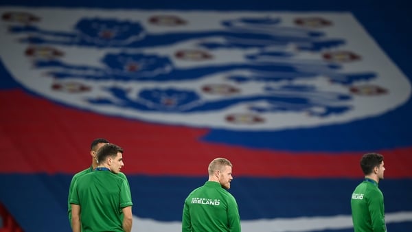 The Republic of Ireland players at Wembley prior to the international friendly defeat to England