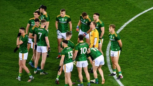 Meath players huddle together ahead of the Dublin clash
