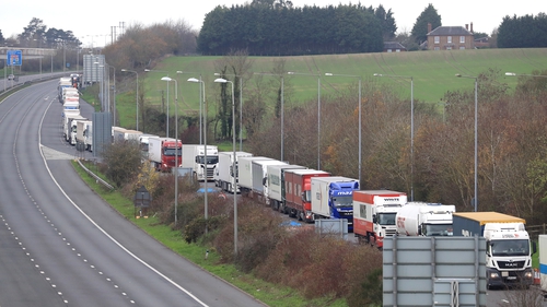 Photographs showed dozens of freight lorries queued along the M20