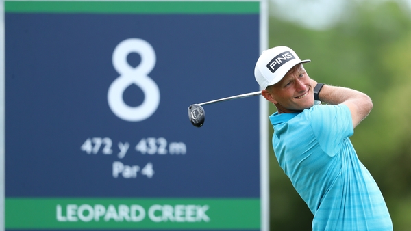 Adrian Meronk hits his tee-shot on the eighth hole during Day One