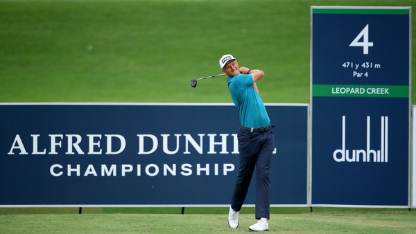 Adrian Meronk tess off at the fourth hole during his second round at the Alfred Dunhill Championship