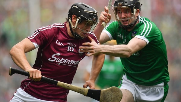 Joseph Cooney of Galway is tackled by Limerick's Declan Hannon during the 2018 All-Ireland final