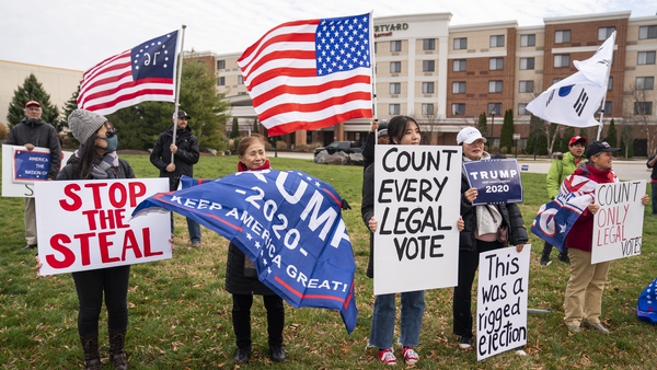 Donald Trump supporters in Pennsylvania, where a legal challenge was mounted over election results